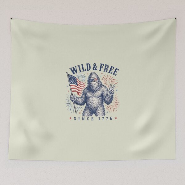 Item preview, Funny Patriotic Bigfoot Wild and Free Since 1776 2 designed and sold by NicowrmSArt.