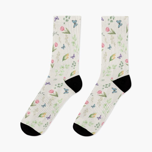 Item preview, Cream Tulip Garden Watercolor Floral Pattern designed and sold by Formvia Studio.
