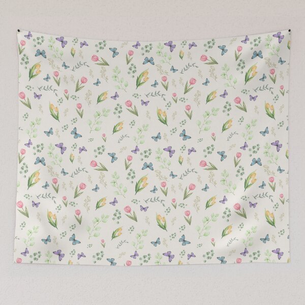 Item preview, Cream Tulip Garden Watercolor Floral Pattern designed and sold by Formvia Studio.