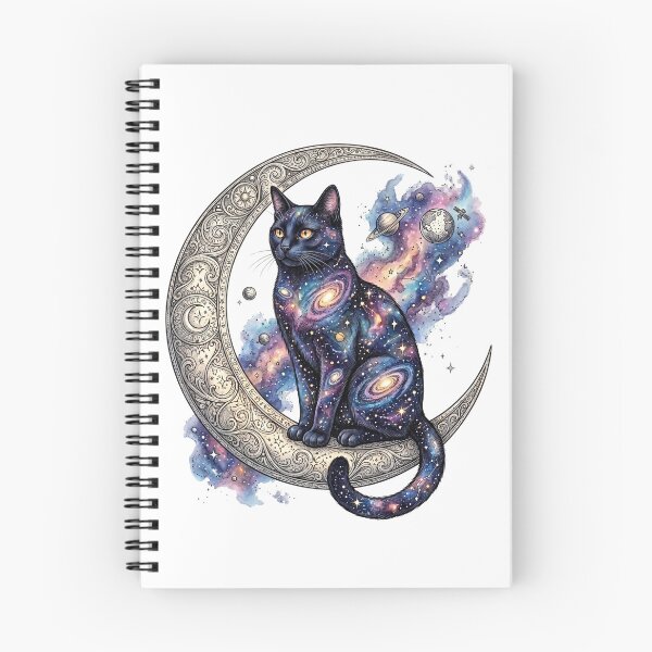 Item preview, Celestial Galaxy Cat on Ornate Crescent Moon designed and sold by Ortsas.