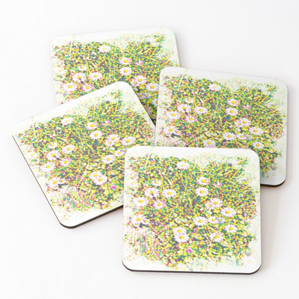 Item preview, Abstract Pointillism Wild Daisy Meadow Mosaic Vignette designed and sold by BalkanBloom.
