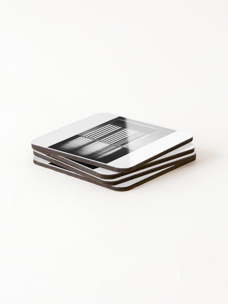 Imagen 4 de 5, Posavasos (lote de 4) con la obra Architecture - Minimalist Interior, Geometric Abstraction in Black and White, diseñada y vendida por Reverso-Design.