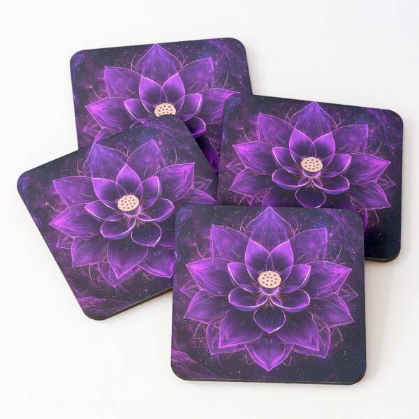 Item preview, Celestial neon lotus flower illustration designed and sold by Checho30.