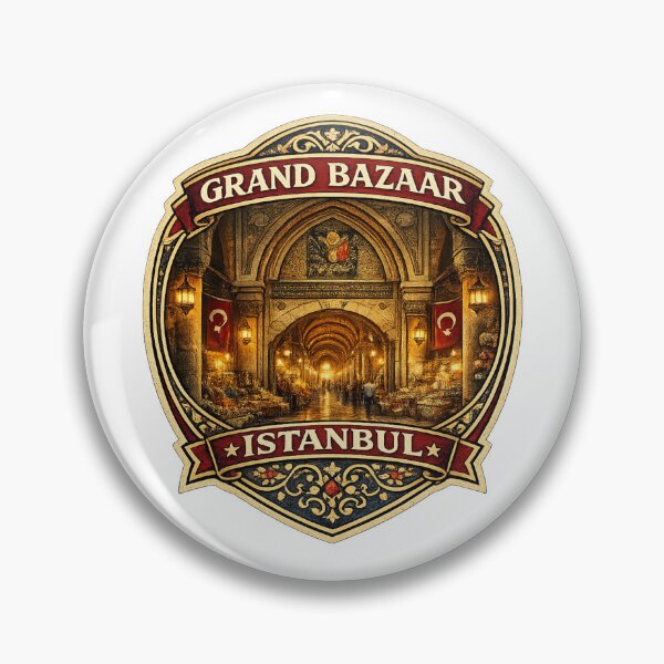 Item preview, Grand Bazaar Istanbul Vintage Travel Badge | Retro Turkey Souvenir Sticker designed and sold by DreamPaw Studio.