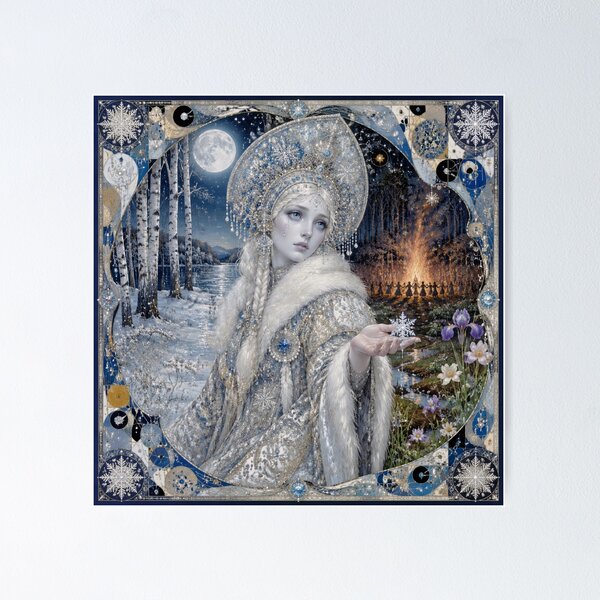 Item preview, The Snow Maiden - Snegurochka at the Midsummer Bonfire | Slavic Tale designed and sold by Natalia-Vlad.