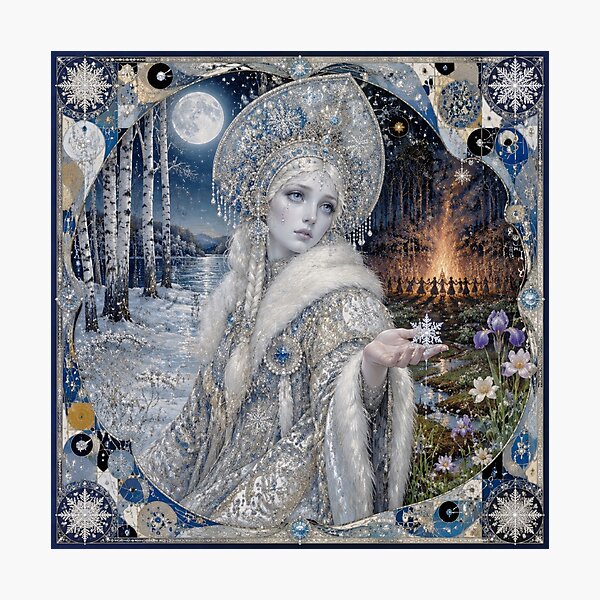 Item preview, The Snow Maiden - Snegurochka at the Midsummer Bonfire | Slavic Tale designed and sold by Natalia-Vlad.