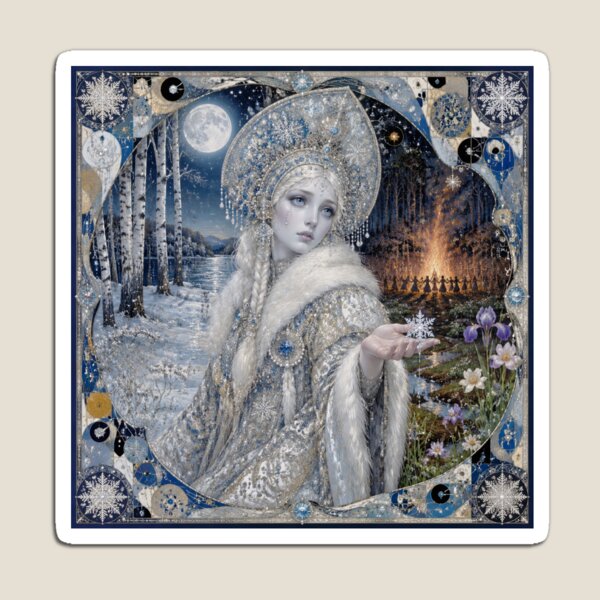Item preview, The Snow Maiden - Snegurochka at the Midsummer Bonfire | Slavic Tale designed and sold by Natalia-Vlad.