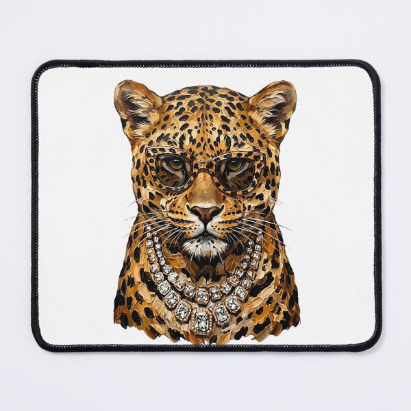 Item preview, Painted Leopard Art | Oil Painting Style Sunglasses Crystal Necklace | Fine Art Animal Design designed and sold by TheBeesForYou.
