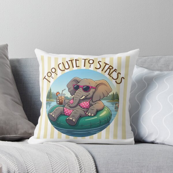 Item preview, Too Cute To Stress Preppy Lakeside Summer Elephant Striped designed and sold by LAJdesigns.