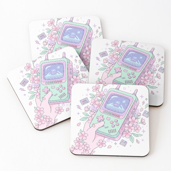 Item preview, Retro Cyber Game Console Pastel Cherry Blossom Aesthetic designed and sold by The Cozy Chapter.