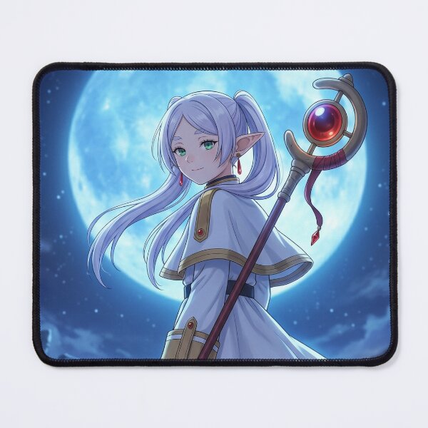 Item preview, White-Haired Elven Mage // Anime Illustration - Moonlit Blue Flower Fantasy Art designed and sold by Astraphyllia.