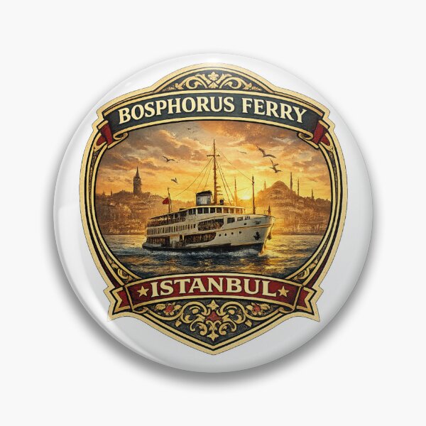 Item preview, Bosphorus Ferry Istanbul Vintage Travel Badge | Retro Turkey Souvenir Sticker designed and sold by DreamPaw Studio.