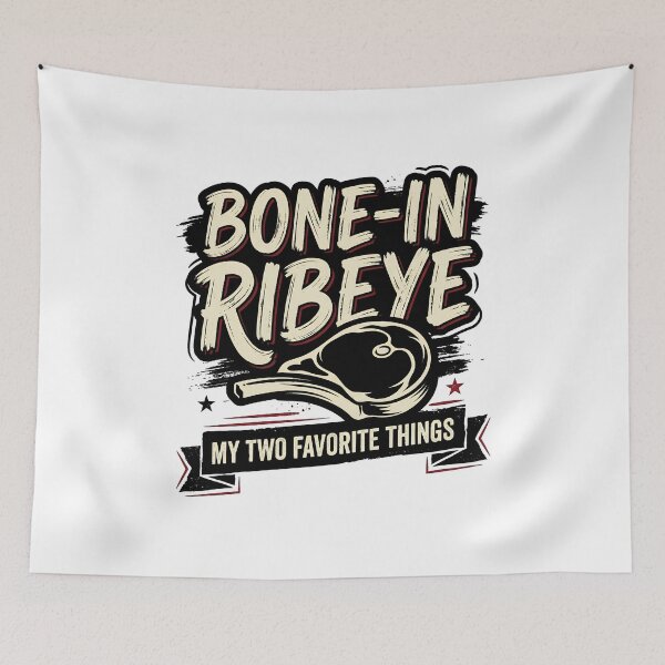 Item preview, Bone In Ribeye My Two Favorite Things Funny Meat Lover BBQ Design designed and sold by get55shirt.