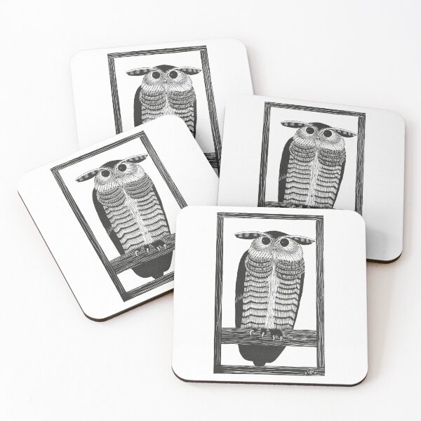 Item preview, Horned Owl Minimalist Drawing Linocut Design Vintage Black (Hoornuil, 1915) designed and sold by LockeL.