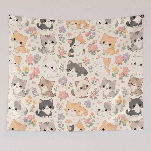 Item preview, Kawaii Cat Pattern Seamless Design designed and sold by Aramdesing.