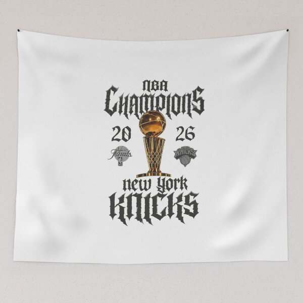 Item preview, New York Knicks NBA Champions 2026 Gothic Championship Trophy T-Shirt designed and sold by LittleRogerChin.