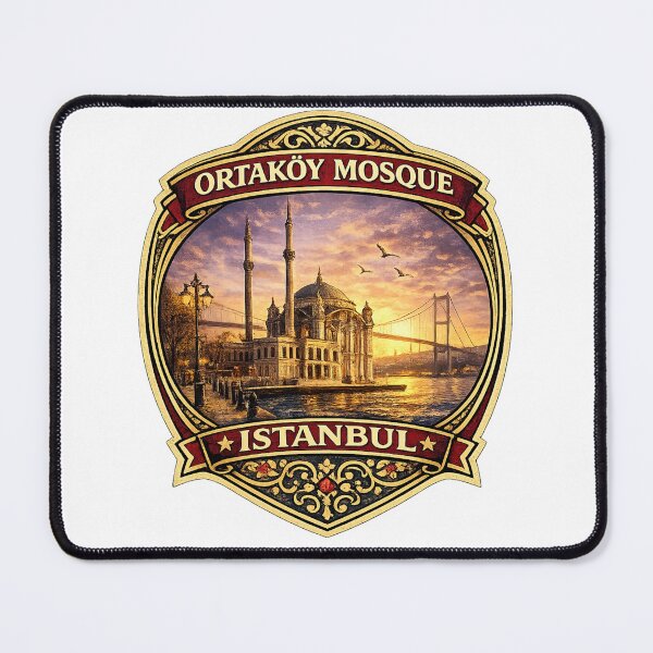 Item preview, Ortakoy Mosque Istanbul Vintage Travel Badge | Retro Turkey Souvenir Sticker designed and sold by DreamPaw Studio.