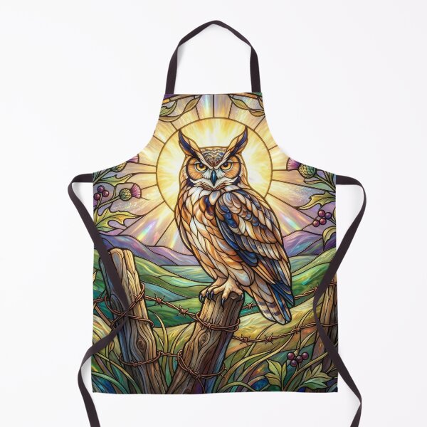 Item preview, Stained Glass Style Owl Perches on a Fence Post designed and sold by Tridentulus.