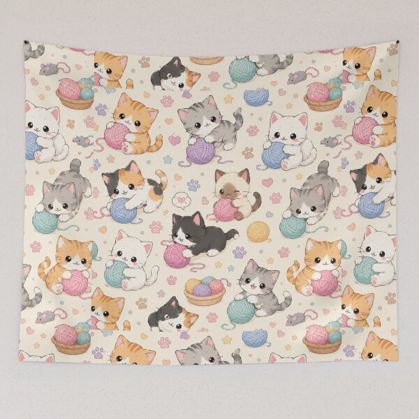 Item preview, Kawaii Cat Pattern Seamless Design designed and sold by Aramdesing.