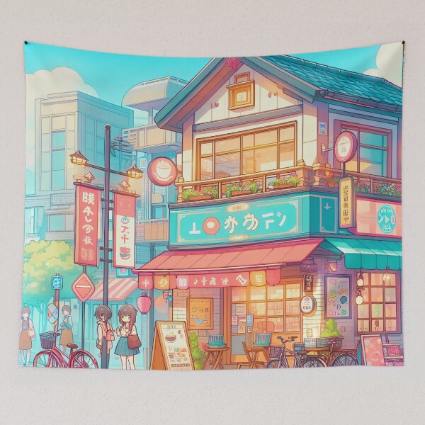 Item preview, Cozy Japanese Street Japanese Café  designed and sold by ZenGrooves.
