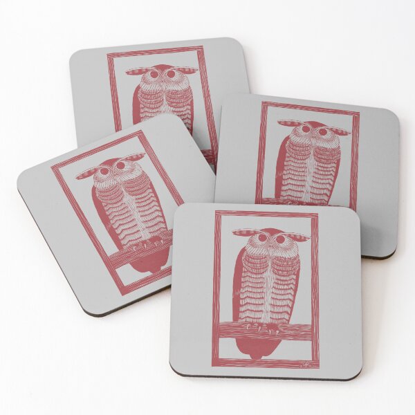 Item preview, Horned Owl Minimalist Drawing Linocut Design Vintage Red Wine (Hoornuil, 1915) designed and sold by LockeL.