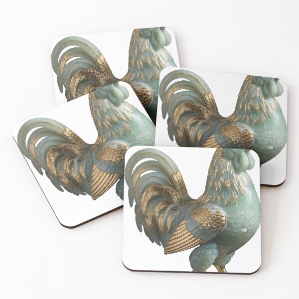 Item preview, Green Jade Rooster with Gold Details designed and sold by Bluesax.