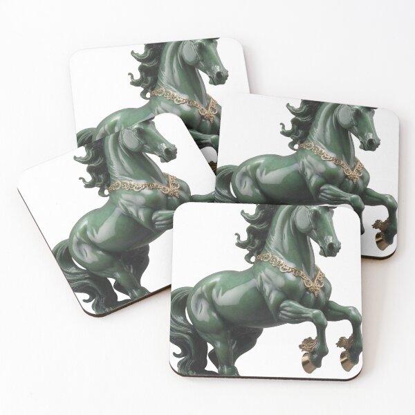 Item preview, Green Jade Horse with Gold Ornaments designed and sold by Bluesax.