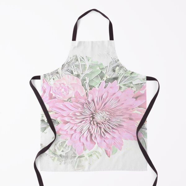 Item preview, Soft Pink Chrysanthemum and Rose Pencil Sketch Digital Art designed and sold by BalkanBloom.