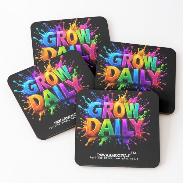 Item preview, Grow Daily Vibrant Neon Paint Splash Motivational Typography Art designed and sold by Pawar1999.