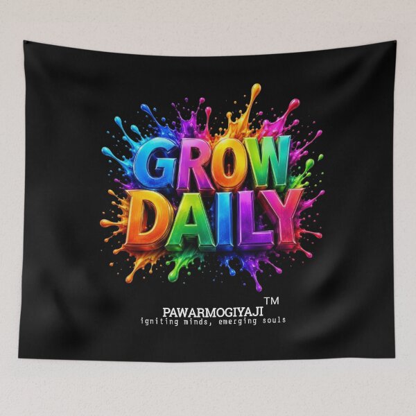 Item preview, Grow Daily Vibrant Neon Paint Splash Motivational Typography Art designed and sold by Pawar1999.