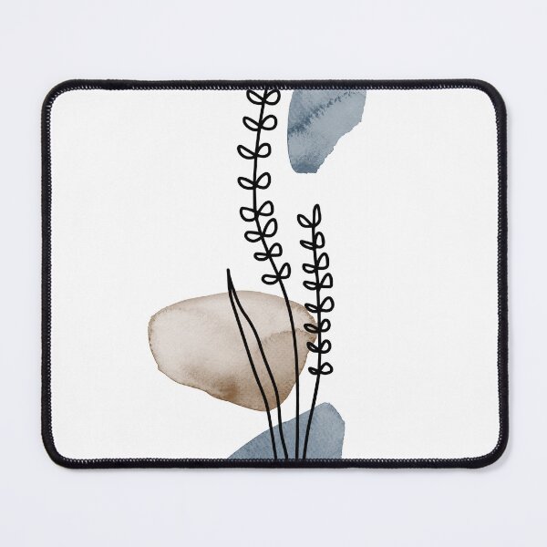 Item preview, Line wildflowers, blue and brown watercolor botanical, abstract floral designed and sold by ArticraftShop.
