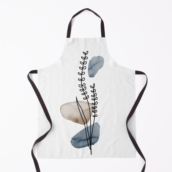Item preview, Line wildflowers, blue and brown watercolor botanical, abstract floral designed and sold by ArticraftShop.