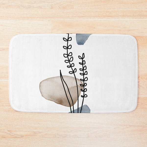 Item preview, Line wildflowers, blue and brown watercolor botanical, abstract floral designed and sold by ArticraftShop.