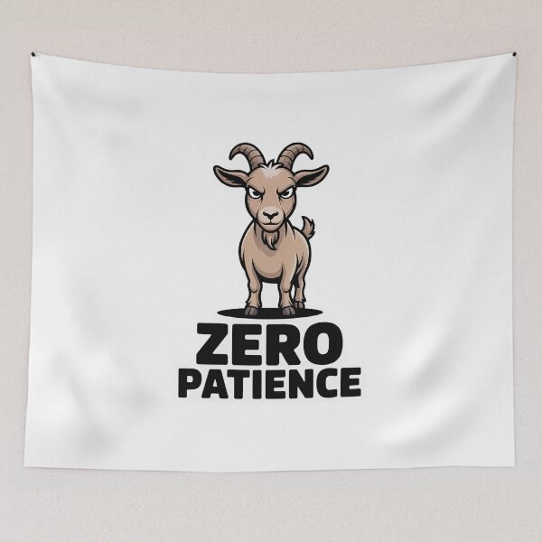 Item preview, Zero Patience Funny Angry Goat Shirt designed and sold by Cool-cat-art.