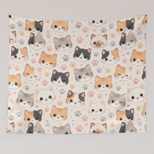 Item preview, Kawaii Cat Pattern Seamless Design designed and sold by Aramdesing.