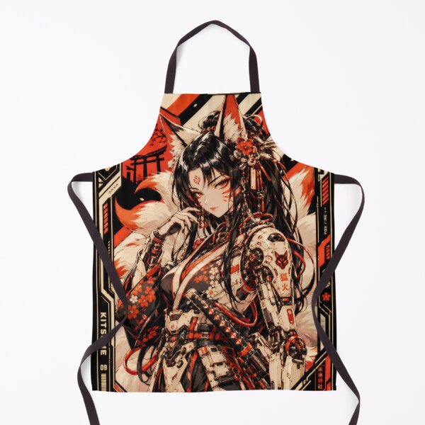 Item preview, Cyberpunk Kitsune Girl - Retro Anime Fox Spirit designed and sold by Apocalyptic Art Studio.