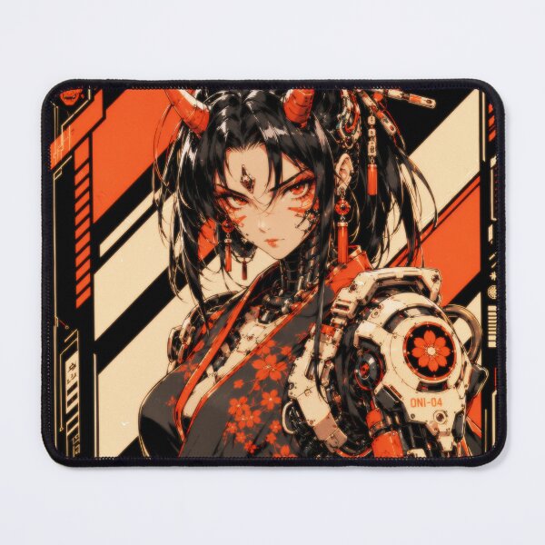 Item preview, Cyberpunk Oni Girl - Retro Anime Demon Queen designed and sold by Apocalyptic Art Studio.