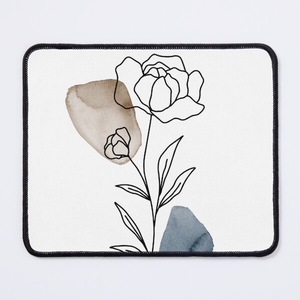 Item preview, Line wildflowers, blue and brown watercolor botanical, abstract floral B designed and sold by ArticraftShop.