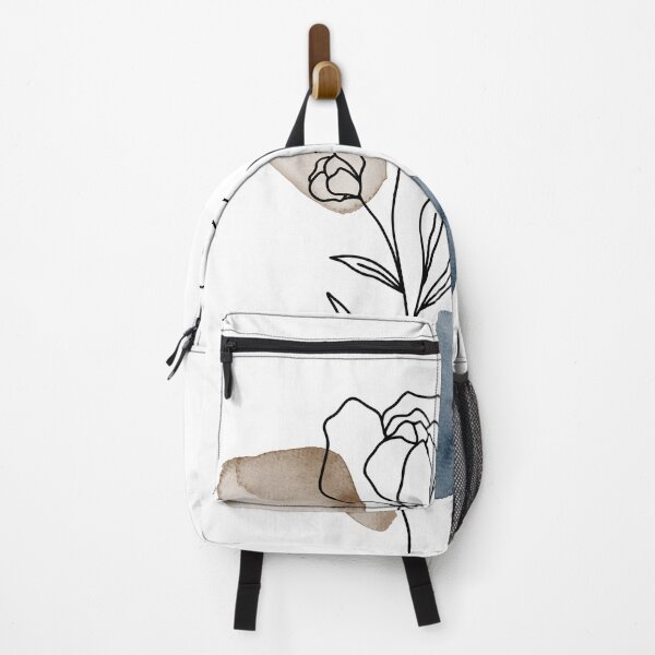 Item preview, Line wildflowers, blue and brown watercolor botanical, abstract floral B designed and sold by ArticraftShop.