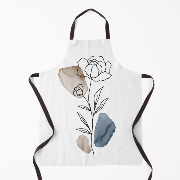 Item preview, Line wildflowers, blue and brown watercolor botanical, abstract floral B designed and sold by ArticraftShop.