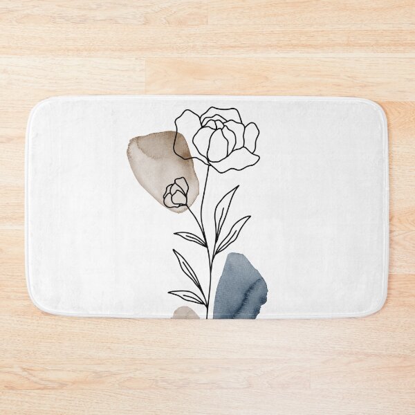Item preview, Line wildflowers, blue and brown watercolor botanical, abstract floral B designed and sold by ArticraftShop.