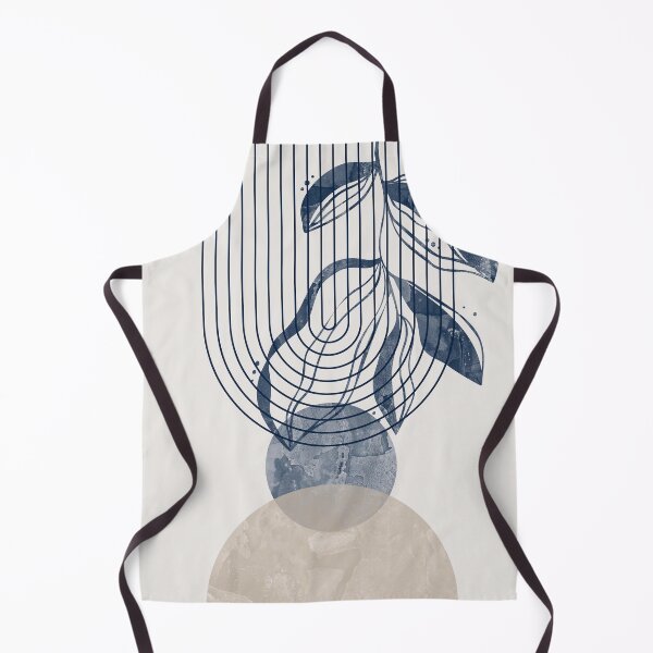 Item preview, Mid-century modern botanical, lines and shapes in blue and beige C designed and sold by ArticraftShop.