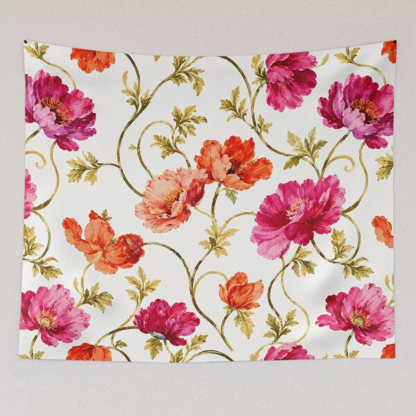 Item preview, Watercolor Vine Floral Pattern - Pink Orange Botanical designed and sold by Unhinged .Ink.