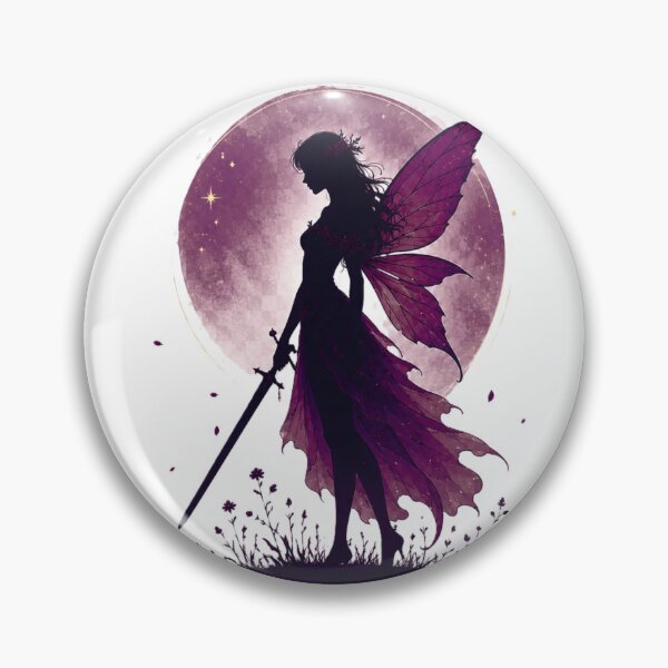 Item preview, Moonlit Fairy Warrior | Purple Fantasy Fairy Silhouette Art designed and sold by MysticPurpleHue.