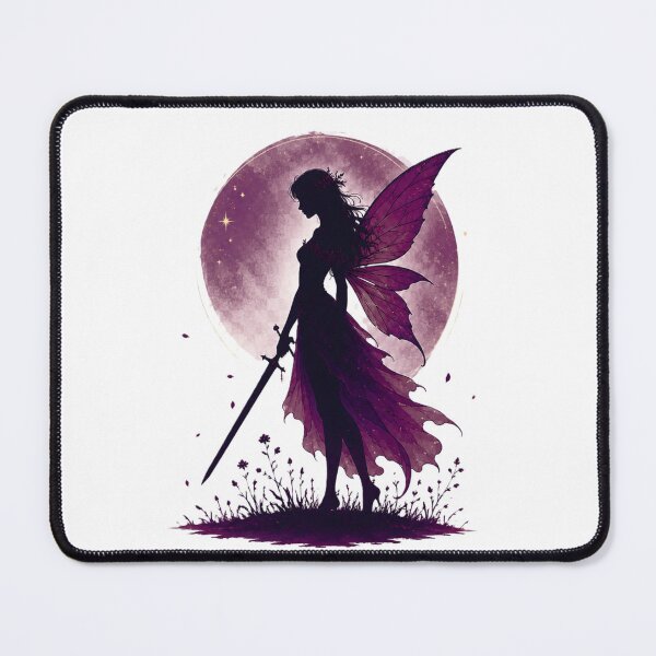 Item preview, Moonlit Fairy Warrior | Purple Fantasy Fairy Silhouette Art designed and sold by MysticPurpleHue.