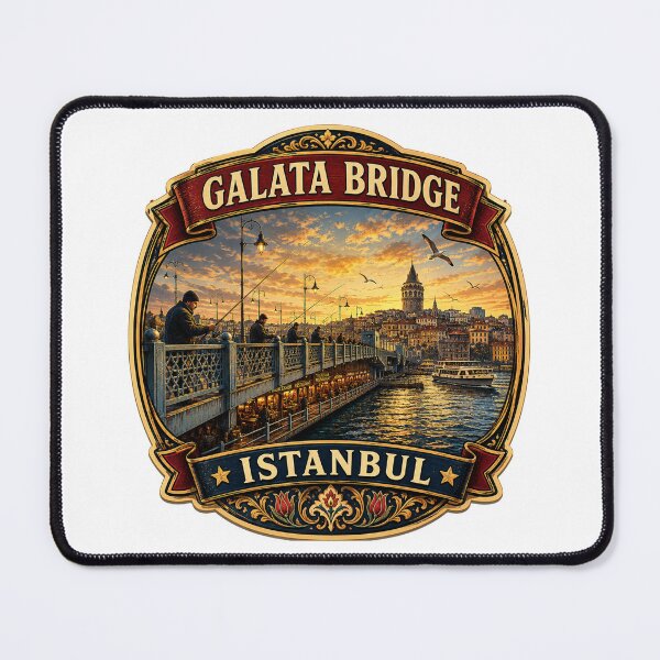 Item preview, Galata Bridge Istanbul Vintage Travel Badge | Retro Turkey Souvenir Sticker designed and sold by DreamPaw Studio.