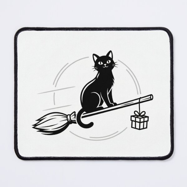 Artikelvorschau, Schwarze Katze auf einem Besen entworfen und verkauft von PrintByte.