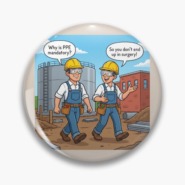 Item preview, Why Is PPE Mandatory? – Funny Workplace Safety Caricature 2 designed and sold by WordPlayStudio.