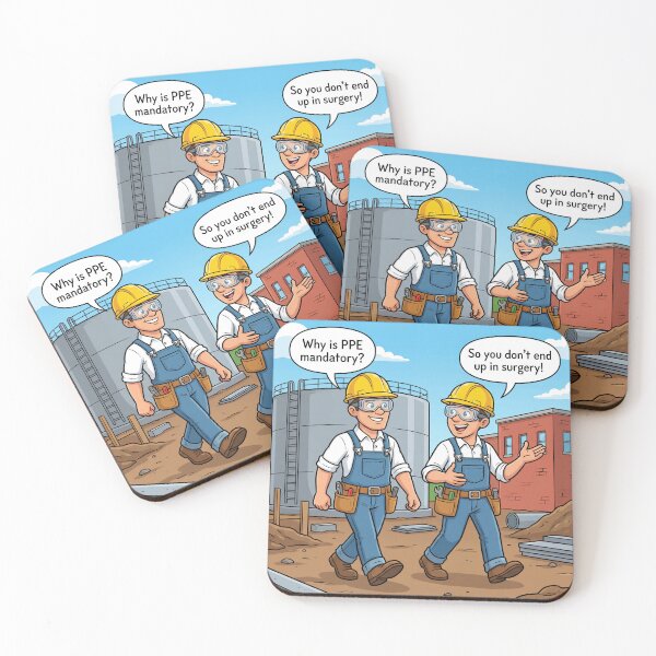 Item preview, Why Is PPE Mandatory? – Funny Workplace Safety Caricature 2 designed and sold by WordPlayStudio.