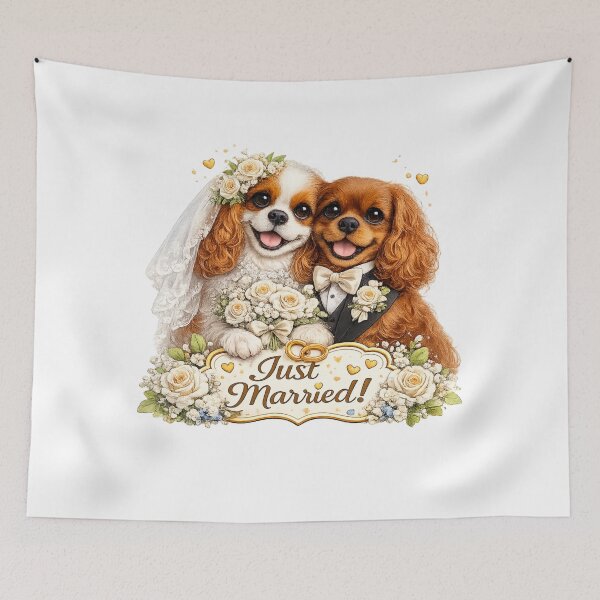 Item preview, Just married Blenheim/Ruby Cavaliers designed and sold by SpottyRainbow.